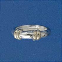 SIL/9ct DOUBLE BANDED 4mm D SECT RING