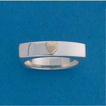 SIL/9ct GOLD HEART MOTIF BOX RING