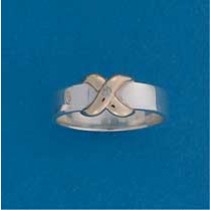 SIL/9ct 4.5mm BAND WITH DIA.SET CROSS