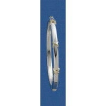 SIL/9ct 5mm OVAL HINGED BANGLE/3 CROSSES