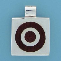 SPC 22x22mm WOOD INLAID BULLSEYE PENDANT