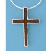 SPC WOOD INLAID 34x24mm CROSS PENDANT  =