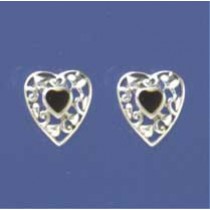 SPC ONYX FANCY HEART STUDS             =