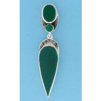 SPC GREEN AGATE MARCASITE DROPS        -