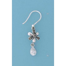 SPC MARC.FLOWER/CZ TEARDROP EARRING    =