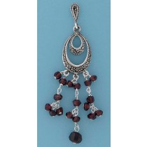 SPC GARNET/MARCASITE FANCY DROP EARRINGS