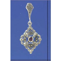 SPC GARNET SET MARCASITE DROP EARRINGS