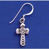 SPC FANCY PATTERNED CROSS DROP EARRINGS