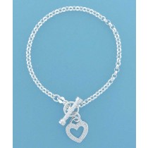 SPC CZ SET 14mm HEART+ CZ TBAR TIF BRAC