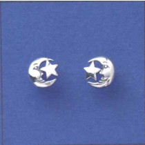 SPC TINY STAR/MOON STUDS-SOLD IN 3pr's =