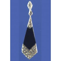 SPC ONYX/MARCASITE TIE SHAPE DROPS     -