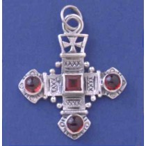 SPC GARNET FANCY CROSS PENDANT