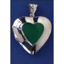 SPC 32mm GREEN AGATE HEART LOCKET      -