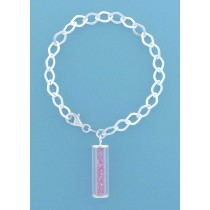 SPC PINK CRYSTALS IN BOTTLE CHARM BRAC.