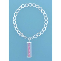 SPC PINK CRYSTALS IN BOTTLE CHARM BRAC.