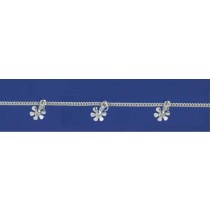 SPC CURB ANKLET WITH 6 CZ SET FLOWERS  =
