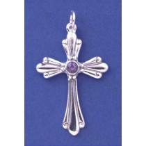 SPC 36x25mm AMETHYST FLUTED CROSS