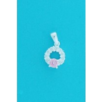 SPC 10mm CIRCULAR PINK+WHITE CZ PENDANT