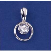 SPC 7mm ROUND CZ IN 13mm CIRCLE PENDANT