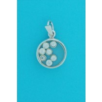 SPC 7 CZ'S IN GLASS SEE/THROUGH PENDANT-