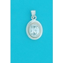 SPC 10x8mm POLISHED RIM OVAL CZ PENDANT