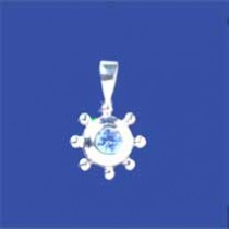 SPC BEAD DESIGN BLUE CZ ROUND PENDANT