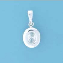 SPC 12x10mm WIDE RIM OVAL CZ PENDANT   =