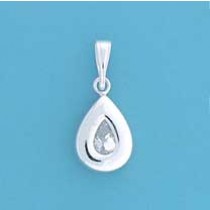 SPC 13mm TEARDROP WIDE RIM CZ PENDANT  =