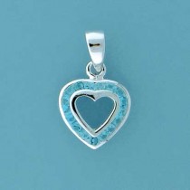 SPC 13mm CHANNEL SET BLUE CZ HEART PEND