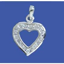 SPC 19mm CHANNEL SET CZ HEART PENDANT  =