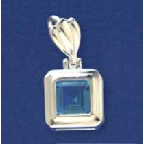 SPC BLUE/WHITE STONE 15mm SQUARE PENDAN-