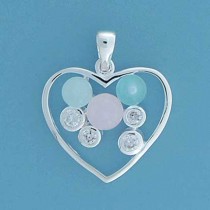 SPC GLASS BEADS/CZ HEART PENDANTS