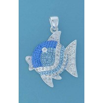 SPC FADING BLUE CRYSTAL/CZ FISH PENDANT