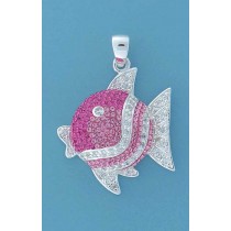 SPC FADING PINK CRYSTAL/CZ FISH PENDANT