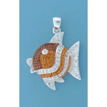 SPC FADING GOLD CRYSTAL/CZ FISH PENDANT