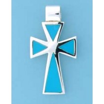 SPC 30x20mm TURQUOISE BLUE INLAID CROSS=