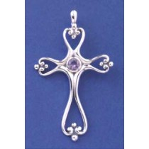 SPC AMETHYST WIREWORK CROSS