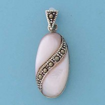 SPC OVAL M.O.P/MARCASITE PENDANT