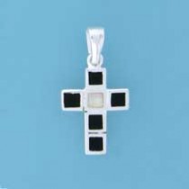 SPC 16x12mm SYN ONYX/M.O.P INLAID CROSS=