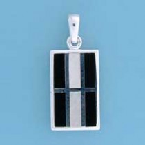 SPC 20x12mm ONYX/M.O.P INLAID PENDANT  =