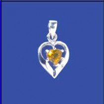 SPC ASSORTED STONE SET HEART PENDANT