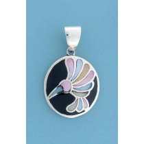 SPC OVAL INLAID M.O.P BIRD PENDANT     =