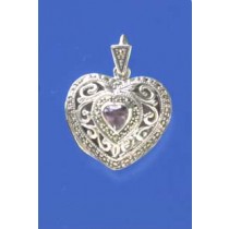 SPC AMETHYST/MARCASITE HEART LOCKET    =