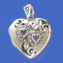 SPC AMETHYST/MARCASITE HEART LOCKET    =