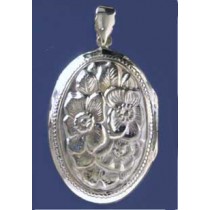 SPC 38x27mm OVAL EMBOSSED FLOWER LOCKET=