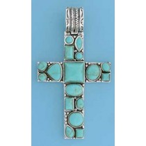 SPC TURQ CROSS PENDANT                 =