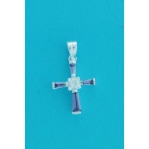 SPC 19x15 PURPLE STONE/CZ BAGETTE CROSS=