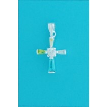 SPC 19x15mm MULTI-STONE/CZ BAGETTE CROSS