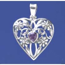 SPC AMETHYST FANCY HEART PENDANT       -