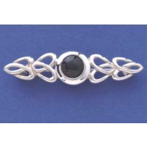 SPC 8mm ONYX CELTIC PATTERN BAR BROOCH =